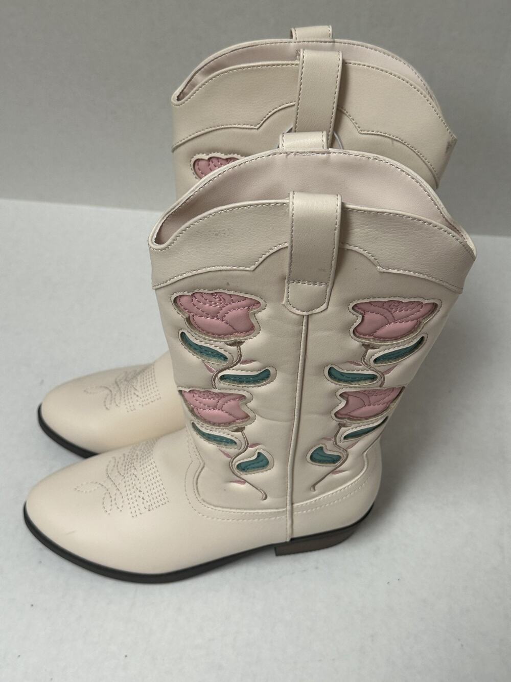 art class Kids' Girls Emberly Embroidered Western Boots Ivory Size 4
